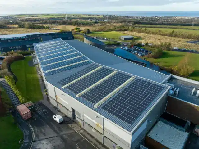 Commercial solar panel installation on Birmingham factory roof